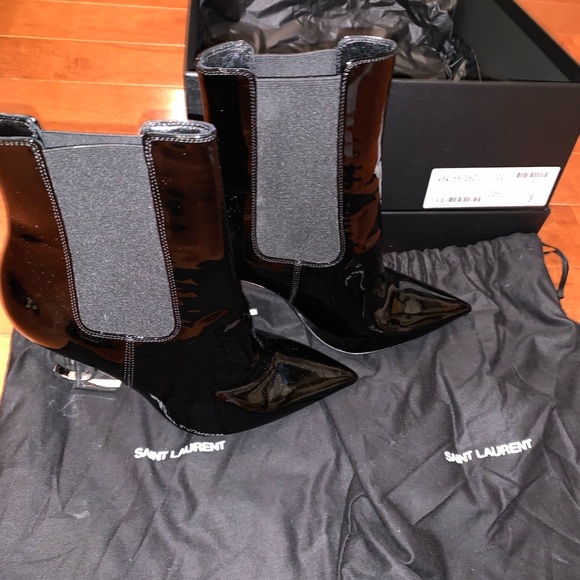 OPYUM BOOTS IN PATENT LEATHER WITH SILVER HEEL - Picture 6 of 8